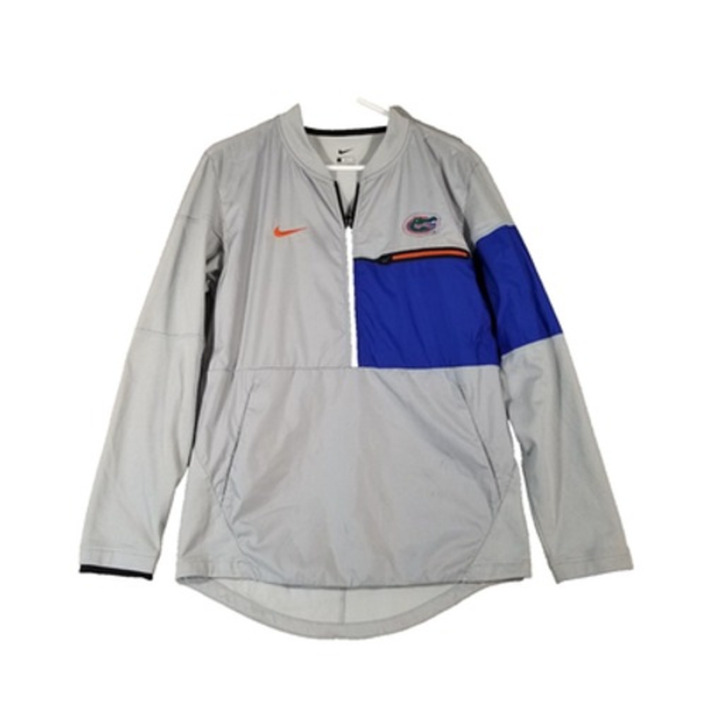 Nike Windshirt Mens Small Gray Florida Gators Half Zip Fleece Lined Pullover